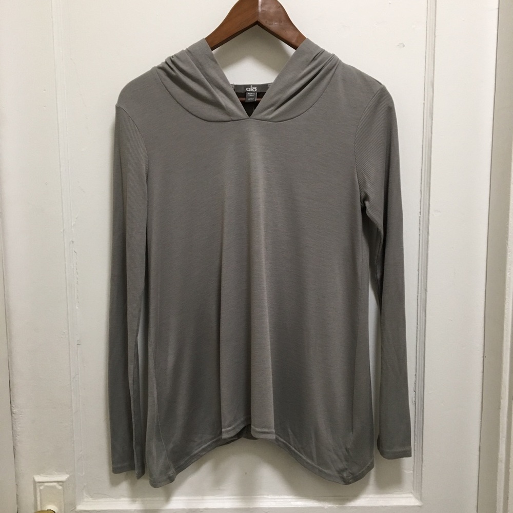 ALO Yoga Light Gray Swing Long Sleeve Hoodie S